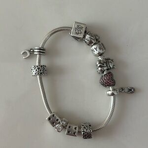 Pandora charm bracelet 9 charms 7 inch bracelet